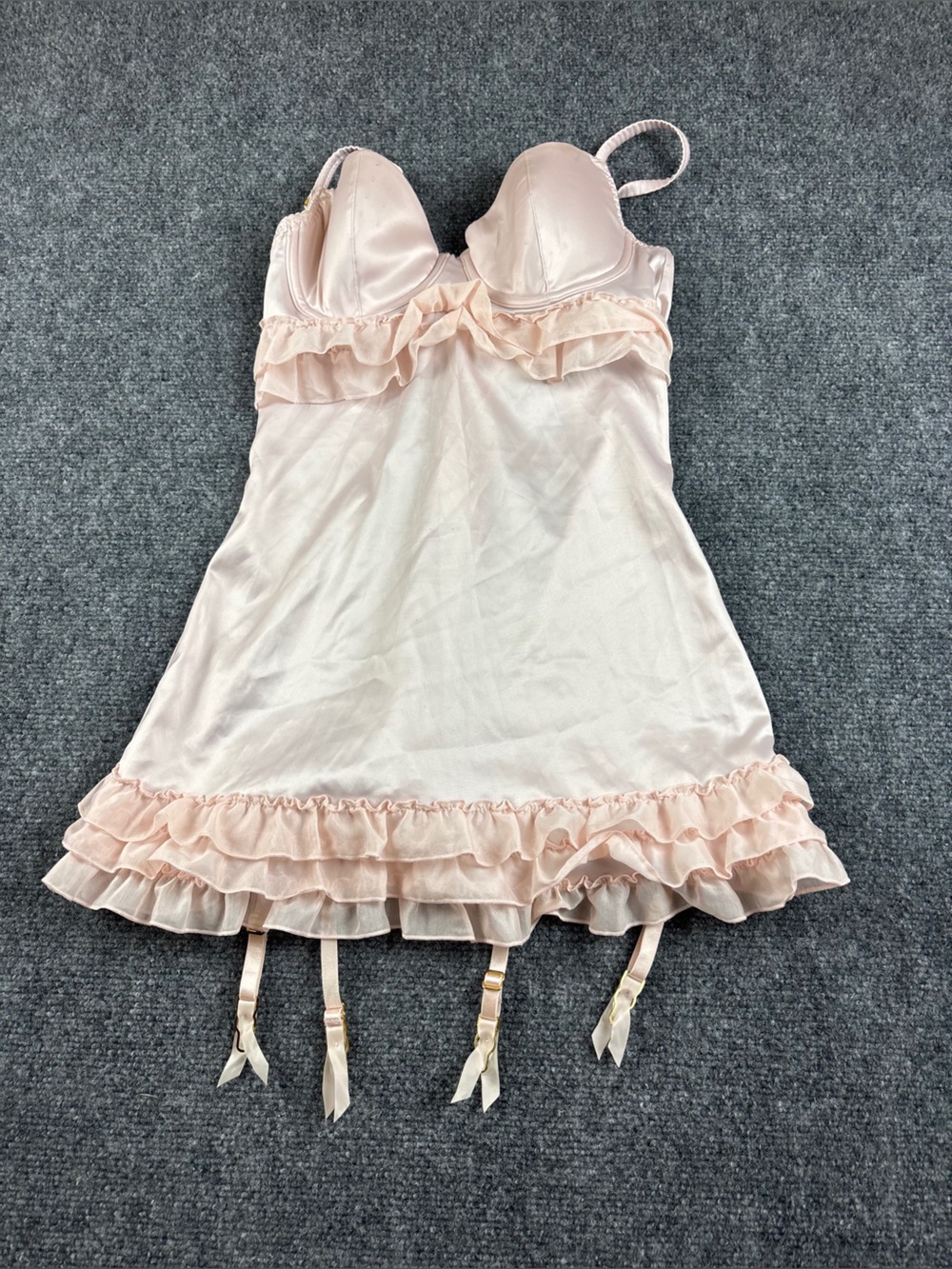 VICTORIA’S SECRET Sexy Little Things Light Pink Satin Babydoll Slip Dress - 34C